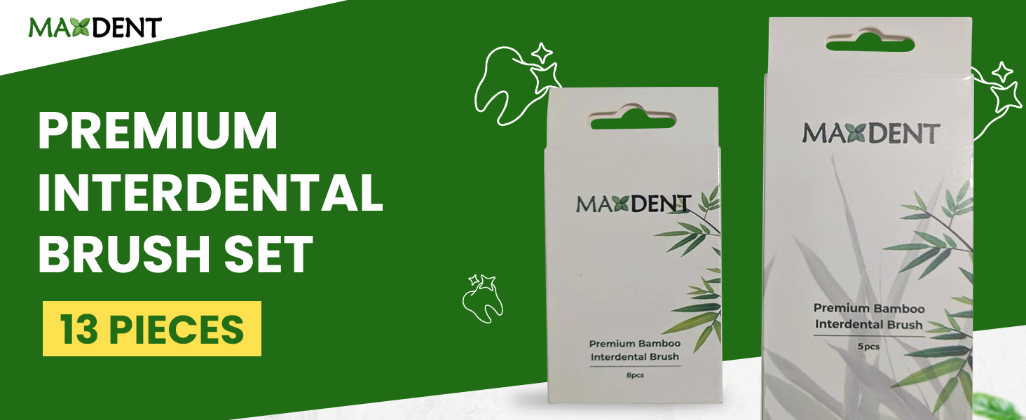 Maxdent Bamboo Interdental Brush Set, 13 Pieces with different sizes - Image 3