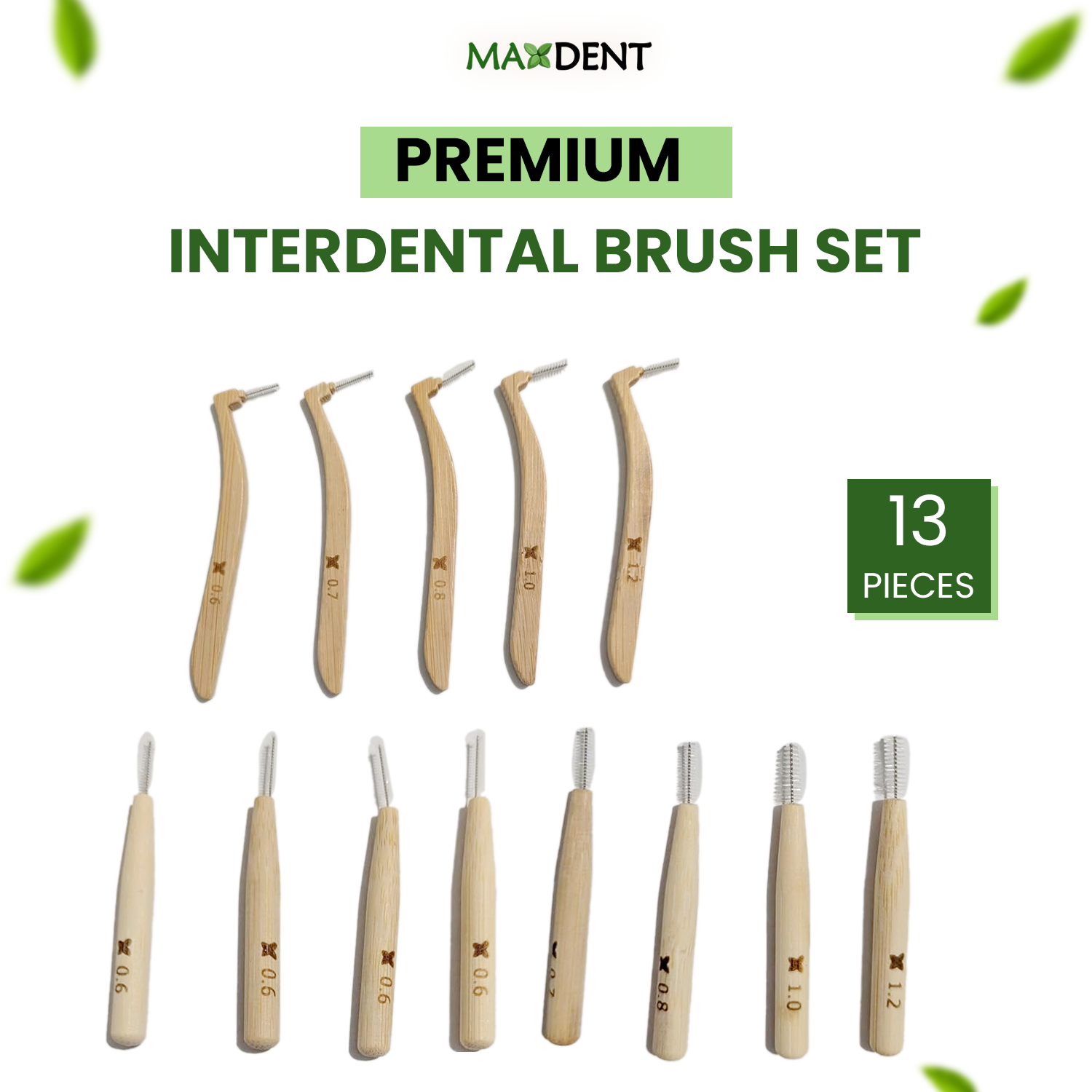 Maxdent Bamboo Interdental Brush Set, 13 Pieces with different sizes - Image 4