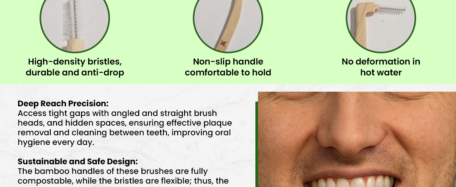 Maxdent Bamboo Interdental Brush Set, 13 Pieces with different sizes - Image 9