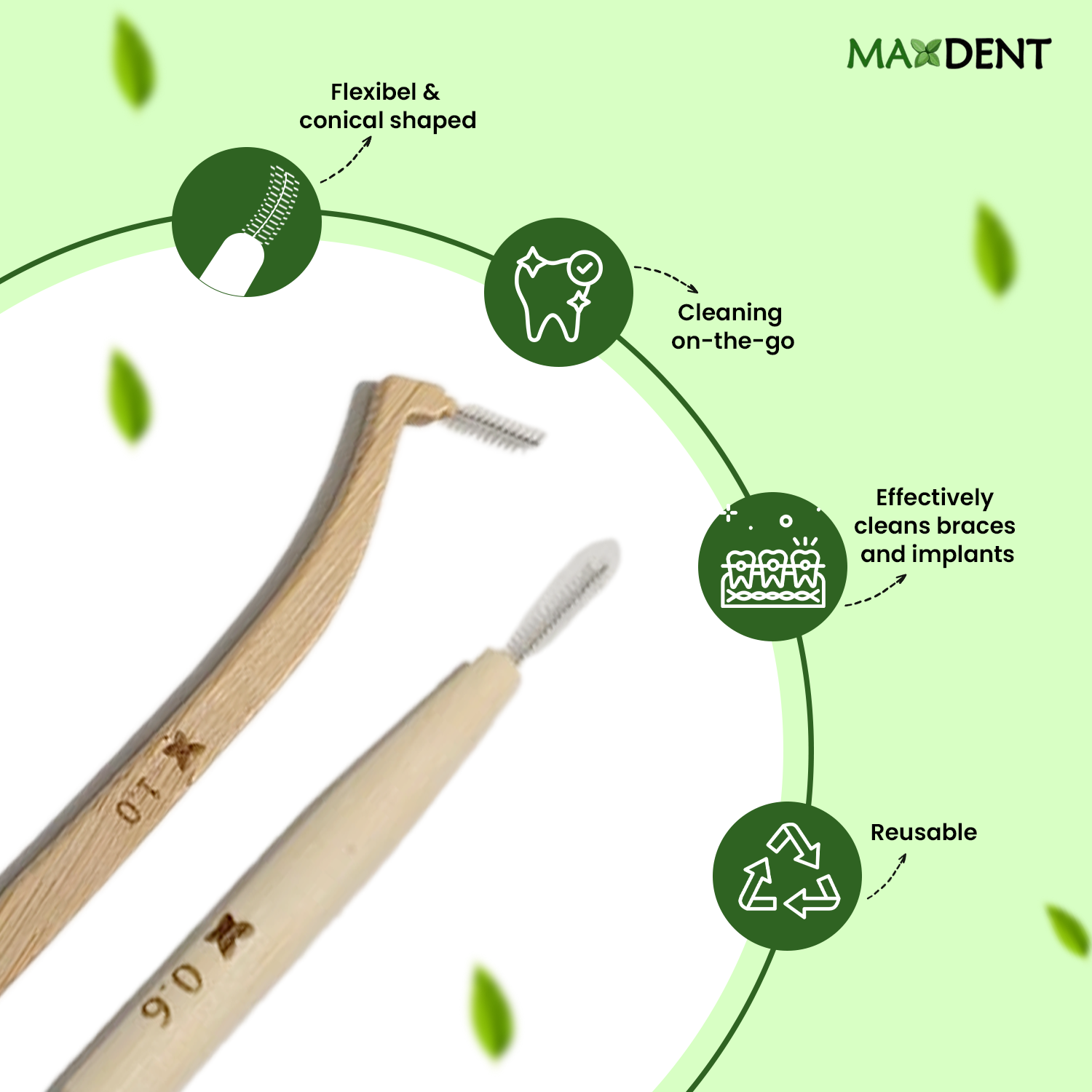 Maxdent Bamboo Interdental Brush Set, 13 Pieces with different sizes - Image 5