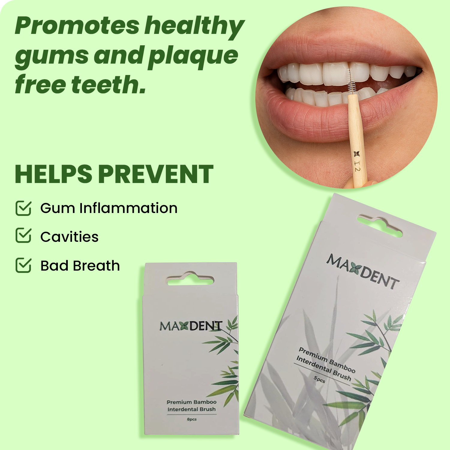 Maxdent Bamboo Interdental Brush Set, 13 Pieces with different sizes - Image 2